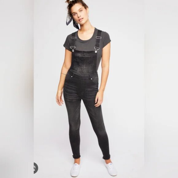 Free People Lexden Super Skinny Denim Overalls - Picture 1 of 5